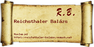 Reichsthaler Balázs névjegykártya